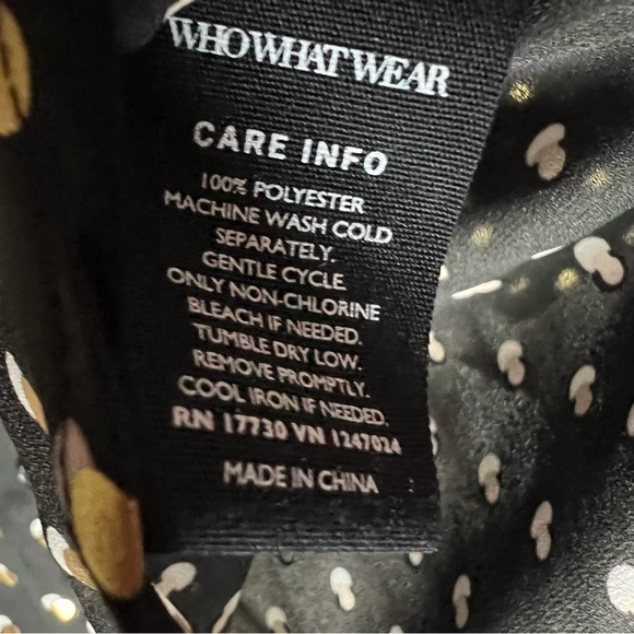 NWT Who What Wear Black Button Down Shirt with Gold & White Polka Dots Medium - Picture 11 of 14